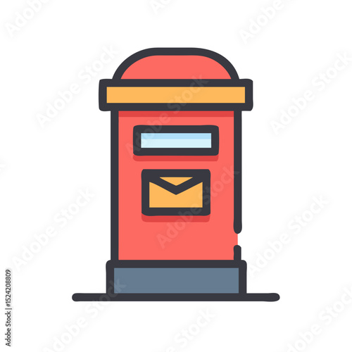 Red postbox mailbox icon illustration for postal service communication