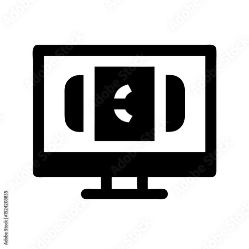 Computer screen displaying euro currency symbol with side controls