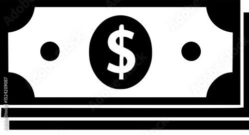 Stack of money silhouette,Stack of dollar money silhouette icon,flat vector
