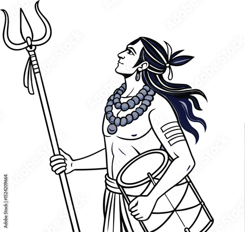 Shiva with Trishul and Damaru