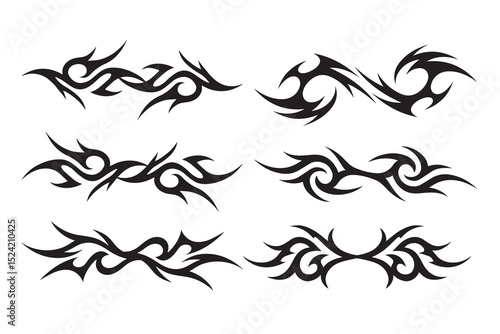 3d chrome metal of y2k tribal sigilism tatto pack. Flame shape in liquid mercury. 3d illustration of abstract neo tribal cyber sigil metallic melted modern burn form, design element. 3D Illustration