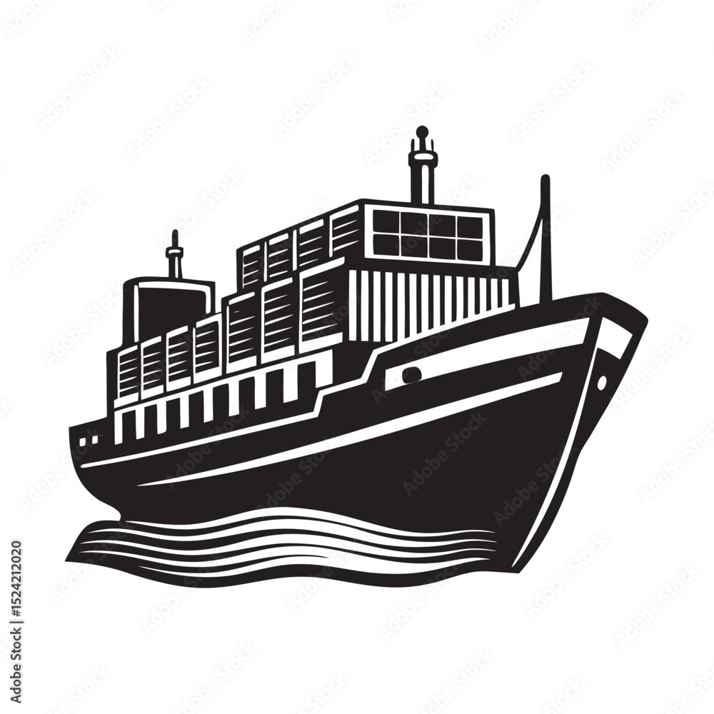 Fototapeta premium vector-of-silhouette-of-cargo-ship-on-the-white-ba.eps