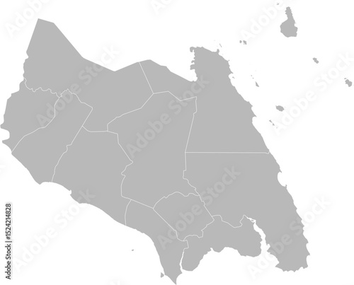 Johor, Malaysia – administrative vector map with level 2 district boundaries (Web Mercator projection, PPT-compatible & fully editable)