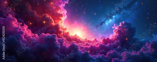 A swirling nebula of vibrant colors, representing the vastness and mystery of the cosmos Intricate details showcase the beauty of celestial formations, abstract and ethereal , science fiction, power