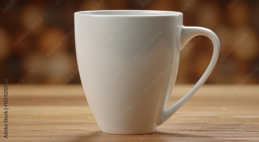Simple White Mug on Wooden Table Simple White Mug on Wooden Table