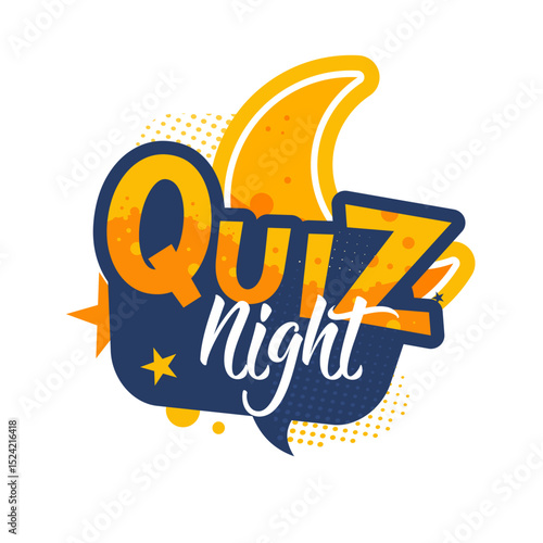 Title:
Quiz night — isolated badge, sticker — vector illustration
