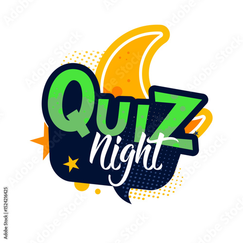 Title:
Quiz night — isolated badge, sticker — vector illustration