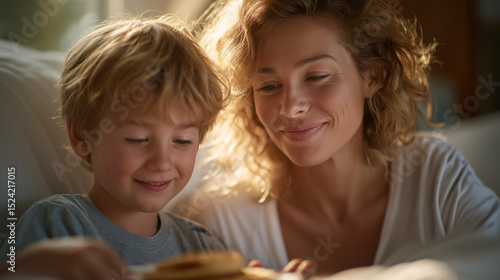 Mother surprises child with birthday breakfast in bed