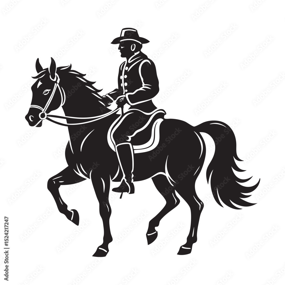Fototapeta premium vector-of-silhouette-of-horse-rider-on-the-white-b.eps