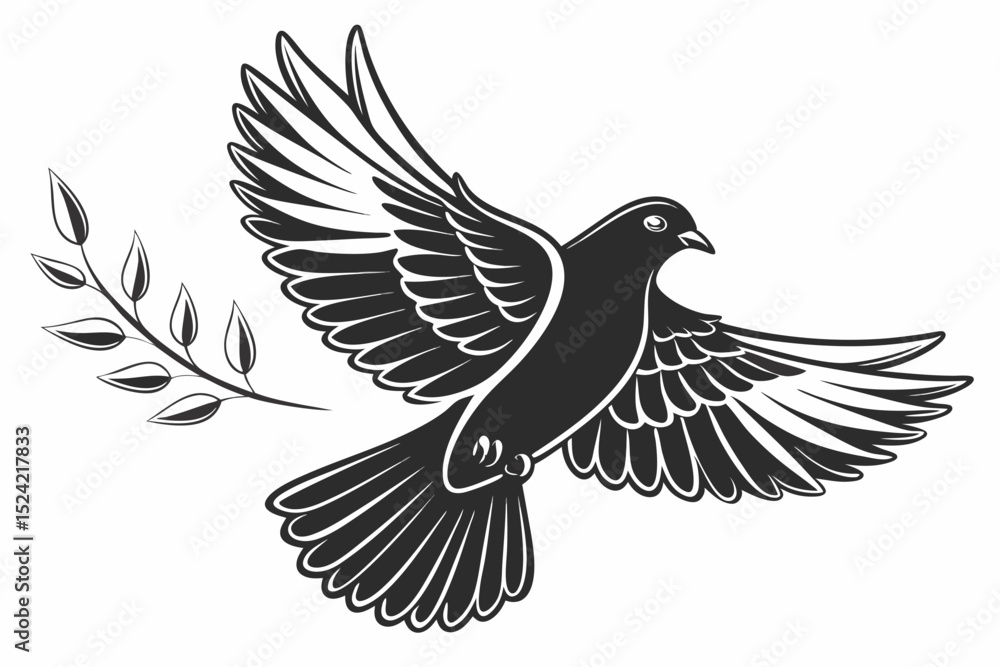 Fototapeta premium dove bird sihouette black vector
