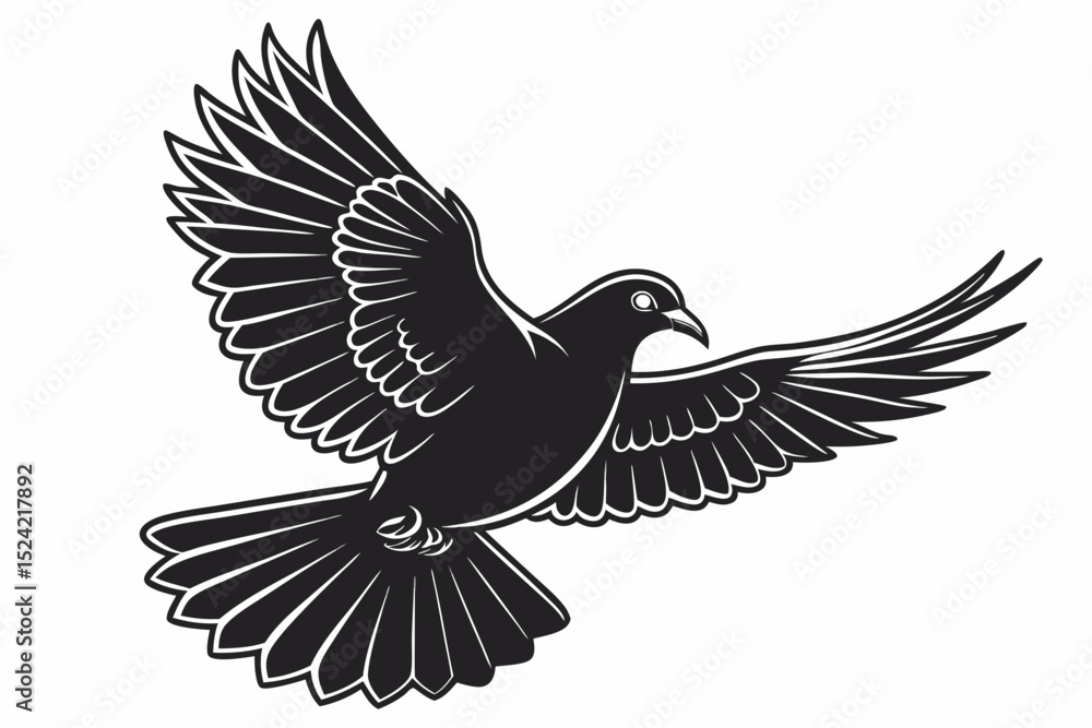 Obraz premium dove bird sihouette black vector