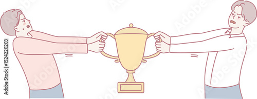 Φωτογραφία This illustration shows two people fiercely competing for a trophy, symbolizing