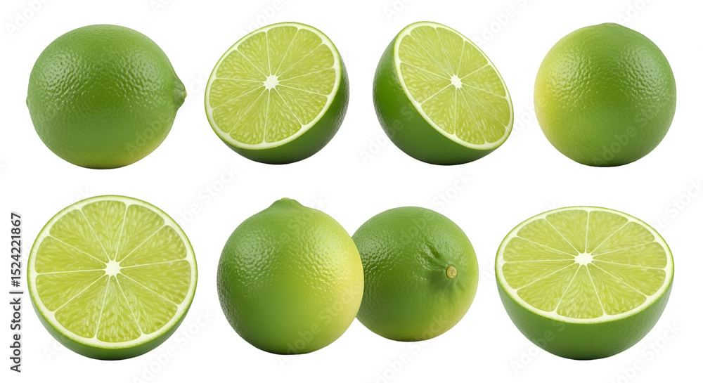 Limes: Sliced, Whole, Transparent Background Images Limes: Sliced, Whole, Transparent Background Images