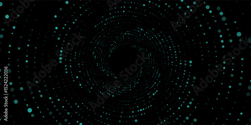 3D blue techno background. Big data visualization on dark space with dotted lines shape effect decoration. Modern graphic design element dots circle style concept for flyer, card, or brochure cover