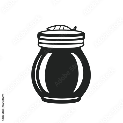 Black and white silhouette of a jar, symbolizing honey or preserves