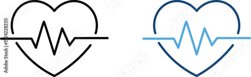 Heart Rate and Pulse Line Icon Set for Health Monitoring, heartbeat icon set , vector illustration .
