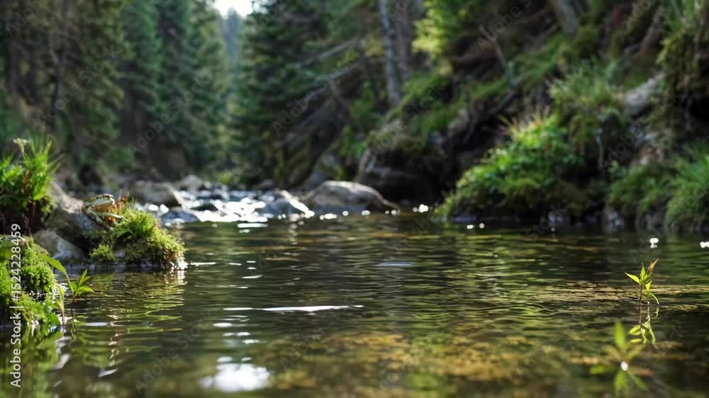 there is a small stream running through a forest filled with trees there is a small stream running through a forest filled with trees