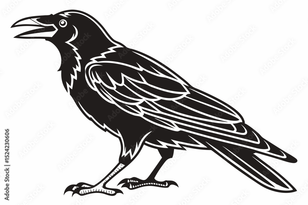 Obraz premium rook bird sihouette black vector
