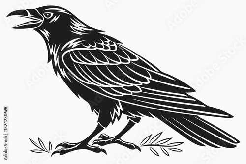 rook bird sihouette black vector
