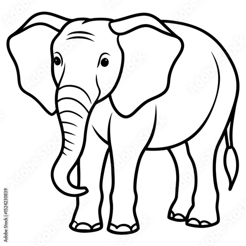 Line art vector illustration of an elephant
