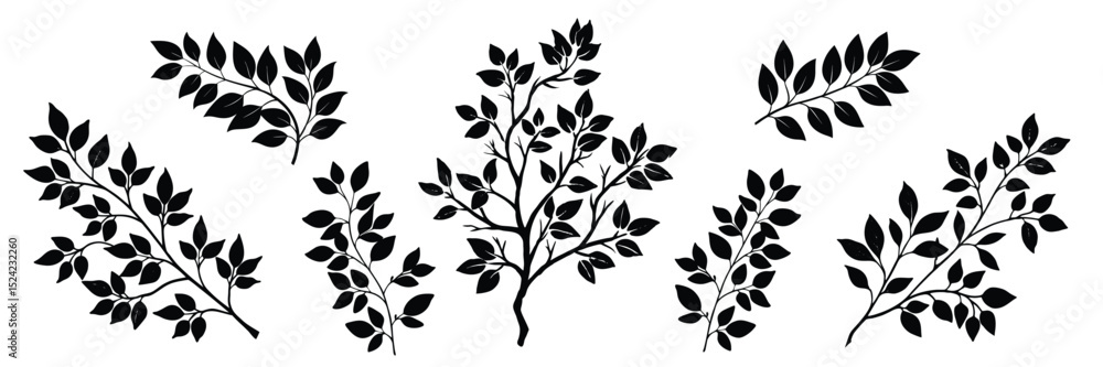 Black and white leaf branch vector illustration for design elements botanical nature foliage drawing ar
Black and white leaf branch vector illustration for design elements botanical nature foliage drawing ar