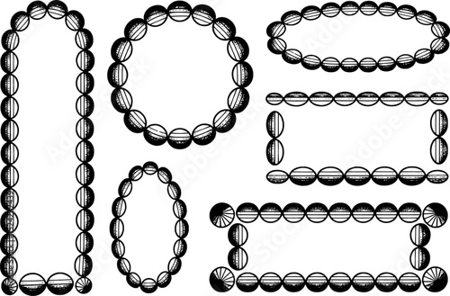 Decorative black and white bead frames borders