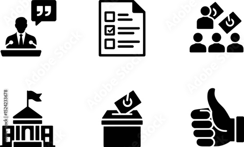 Voting politics election democracy government icons symbols