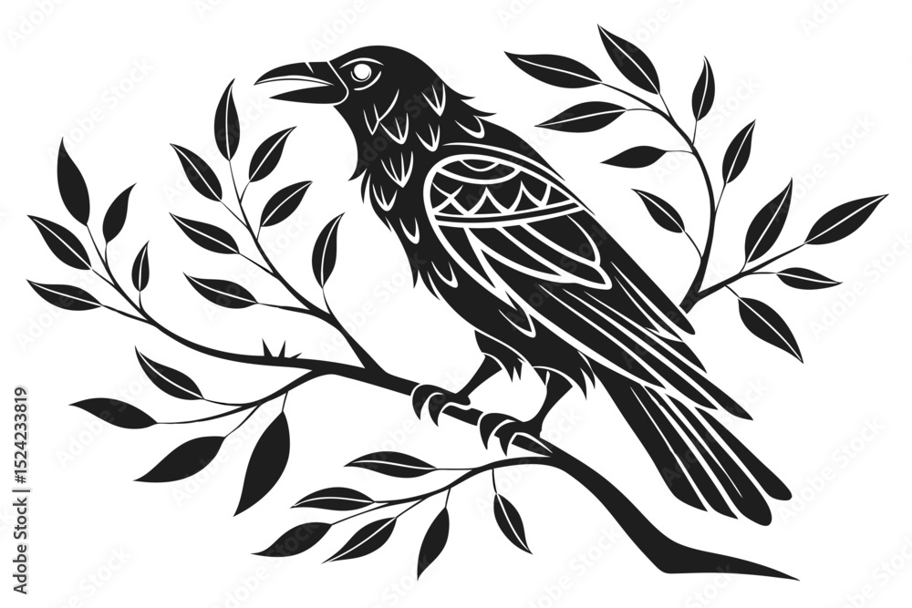 Obraz premium raven sihouette black vector