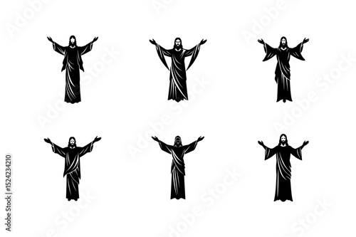 god jesus christ grace good ascension concept vector art silhouette
