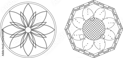 sketch vector illustration silhouette design ornament decoration pattern rosette mandala classic vintage modern