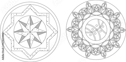 sketch vector illustration silhouette design ornament decoration pattern rosette mandala classic vintage modern