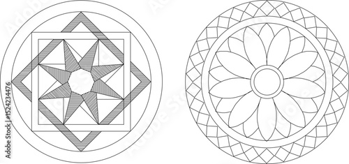 sketch vector illustration silhouette design ornament decoration pattern rosette mandala classic vintage modern