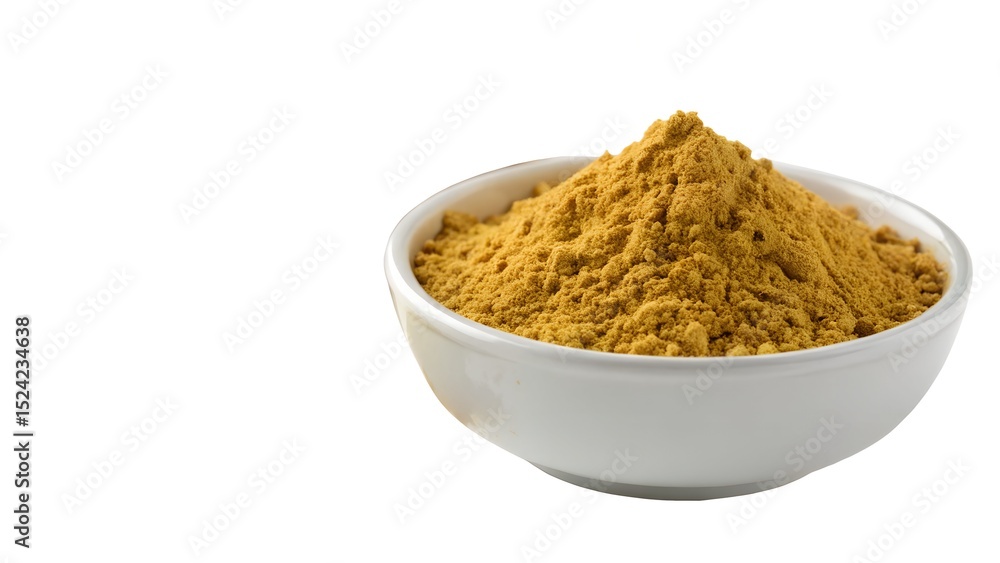 Ground Ginger Powder in Bowl on White Background Ground Ginger Powder in Bowl on White Background