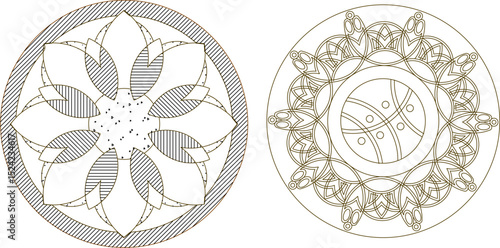 sketch vector illustration silhouette design ornament decoration mandala rosette classic vintage ethnic modern