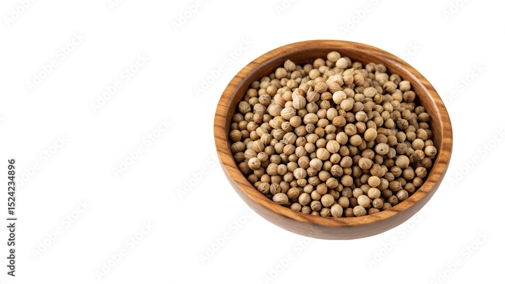 Dried Coriander Seeds in Bowl on White Background Dried Coriander Seeds in Bowl on White Background