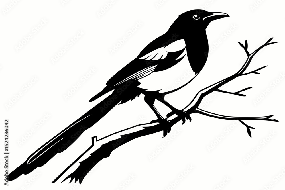 Fototapeta premium magpie sihouette black vector