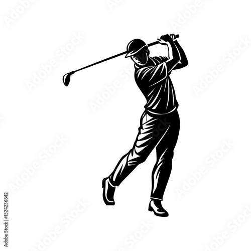 golfing black min vector art silhouette
