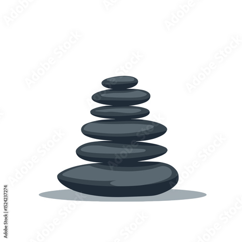 Zen Stone Stack Illustration for Meditation and Balance, Promoting Relaxation and Mindfulness