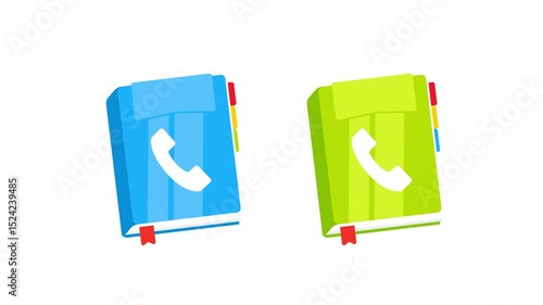 Phone Book Opening Animation on White and Blue Background
