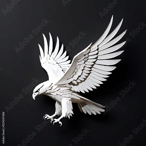 Geometric Eagle Soars Bravely on Black Background

