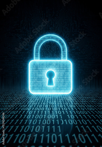 Wallpaper Mural Digital Cybersecurity Padlock and Data Protection Torontodigital.ca