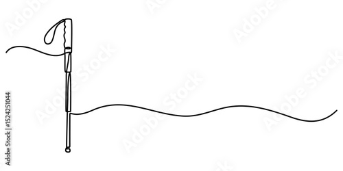 self defence stick vector outline continuous one line drawing