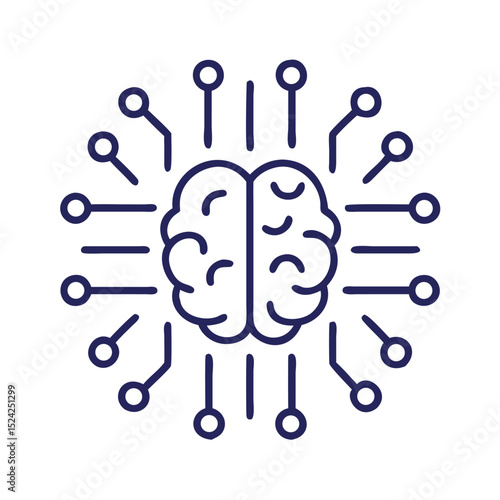 Artificial Intelligence Symbol in Vector Format. Line Art Icon for Digital Use and Online Interface. Simplified Modern Graphic Element.