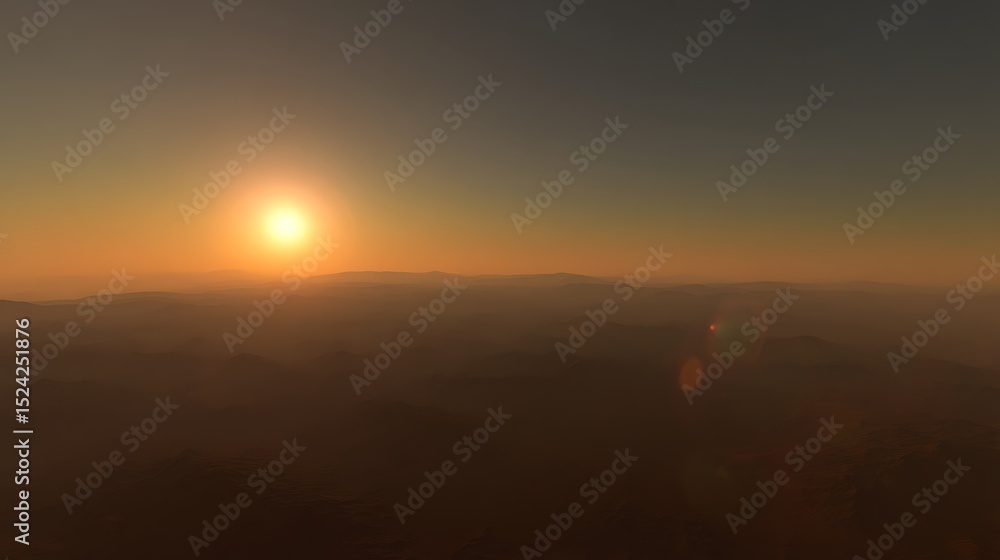 Obraz premium Martian sunset across dunes landscape vista