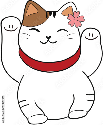 lucky cat illustration vector oriental japanese culture