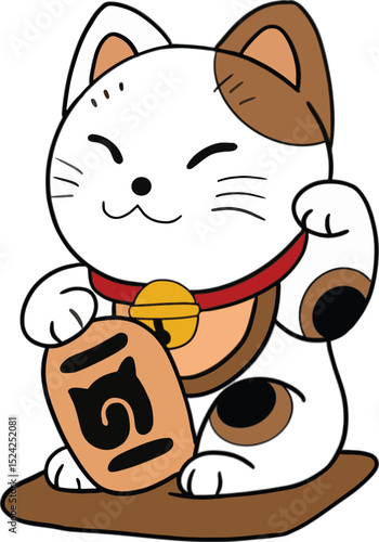 lucky cat illustration vector oriental japanese culture