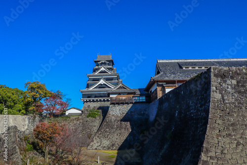 Tablou pe pânză Kumamoto Castle under Clear Blue Sky, Japan