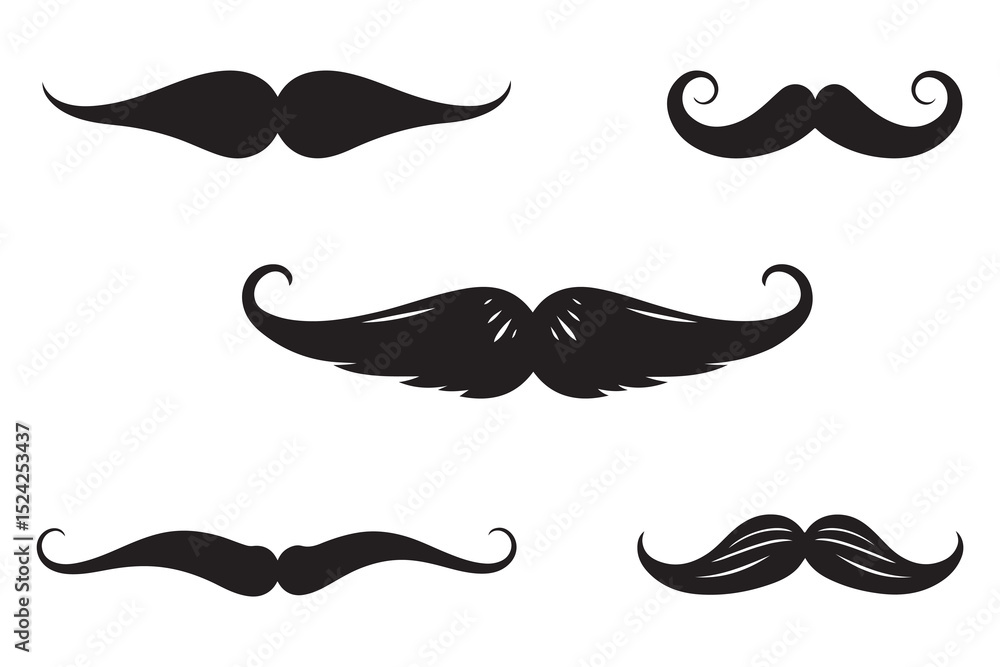 Obraz premium Stylish Black and White Mustache Designs on a white background