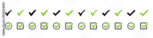 Checkmark icon. Check mark vector set. Checkmark icon set. Tick yes sign. Vote sign set.