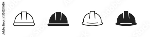 Safety hat icon. Hard hat vector set. Construction safe hat sign. Builder protection. Hard work icon set.